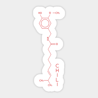 Capsaicin Molecule - Chilli Red Sticker